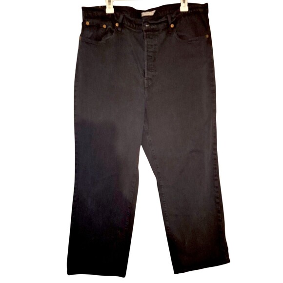 Levi's Premium Ribcage Straight Ankle Jeans Womens 18W Black Button Fly - Picture 2 of 8